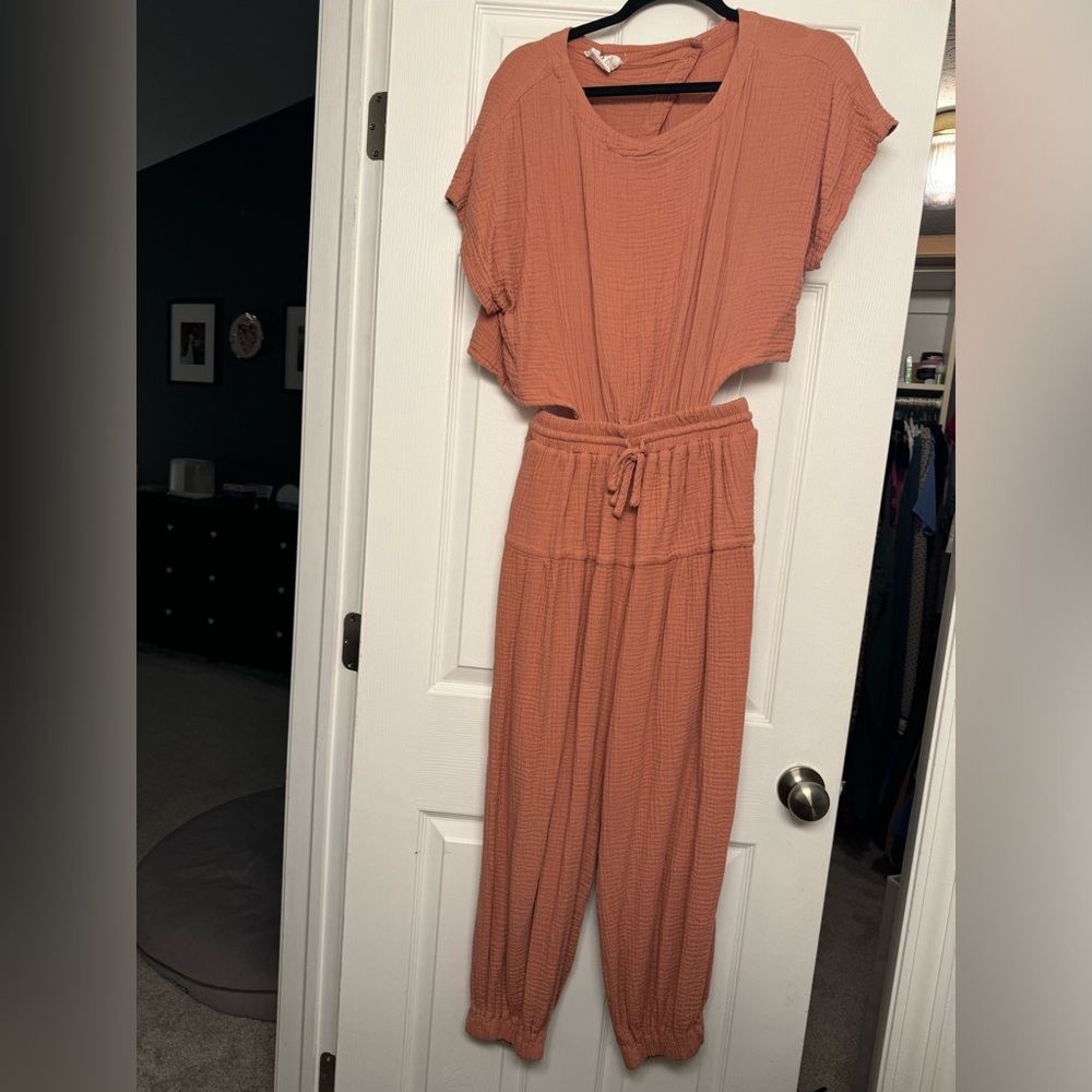 The Native One mauve open back jumpsuit
